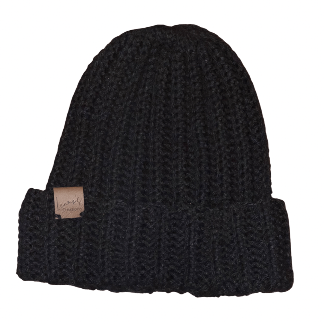 Ribbed Beanie(UNISEX)-Black – Lenma's Creations